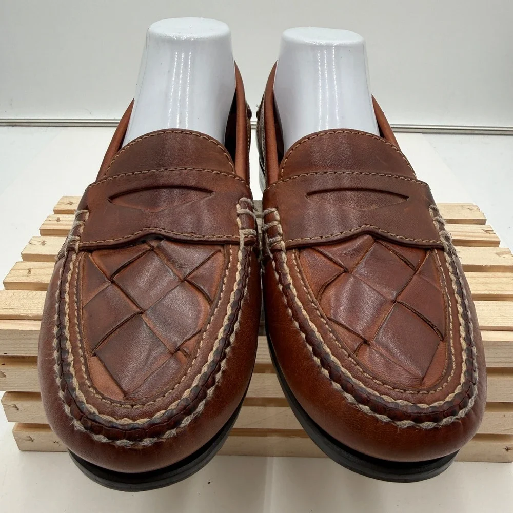 Johnston & Murphy Men's Loafers Brown Basket Weave Tassel Leather Size 9 M